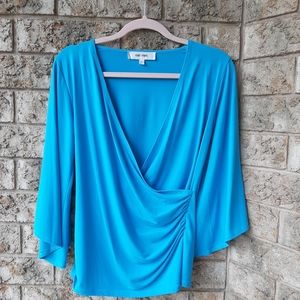 Gorgeous Blue Surplice Top with Split Sleeves